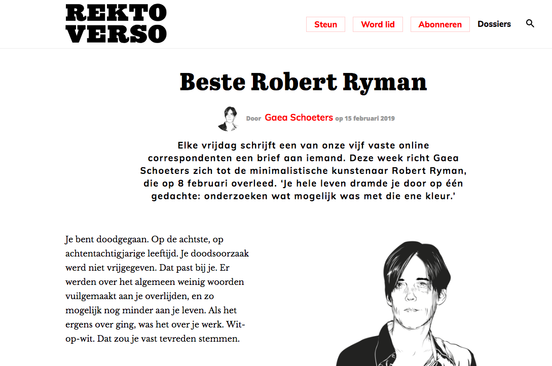 brief aan robert ryman #rektoverso