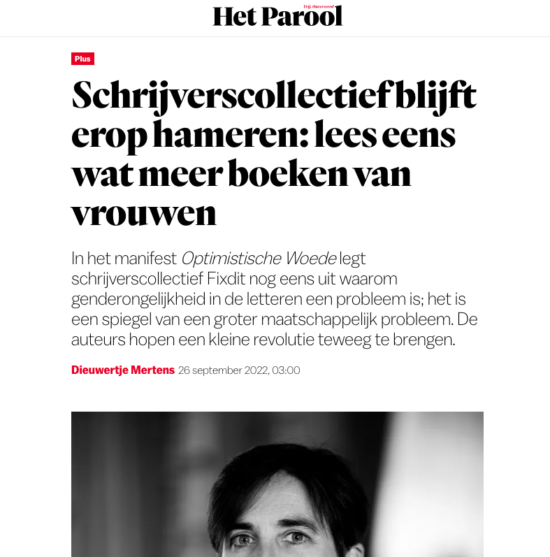 Schrijverscollectief blijft erop hameren: lees eens wat meer boeken van vrouwen #hetparool