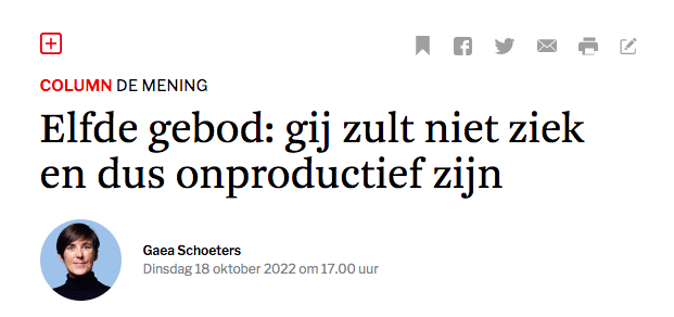 Elfde gebod: gij zult niet ziek en dus onproductief zijn #DSAvond