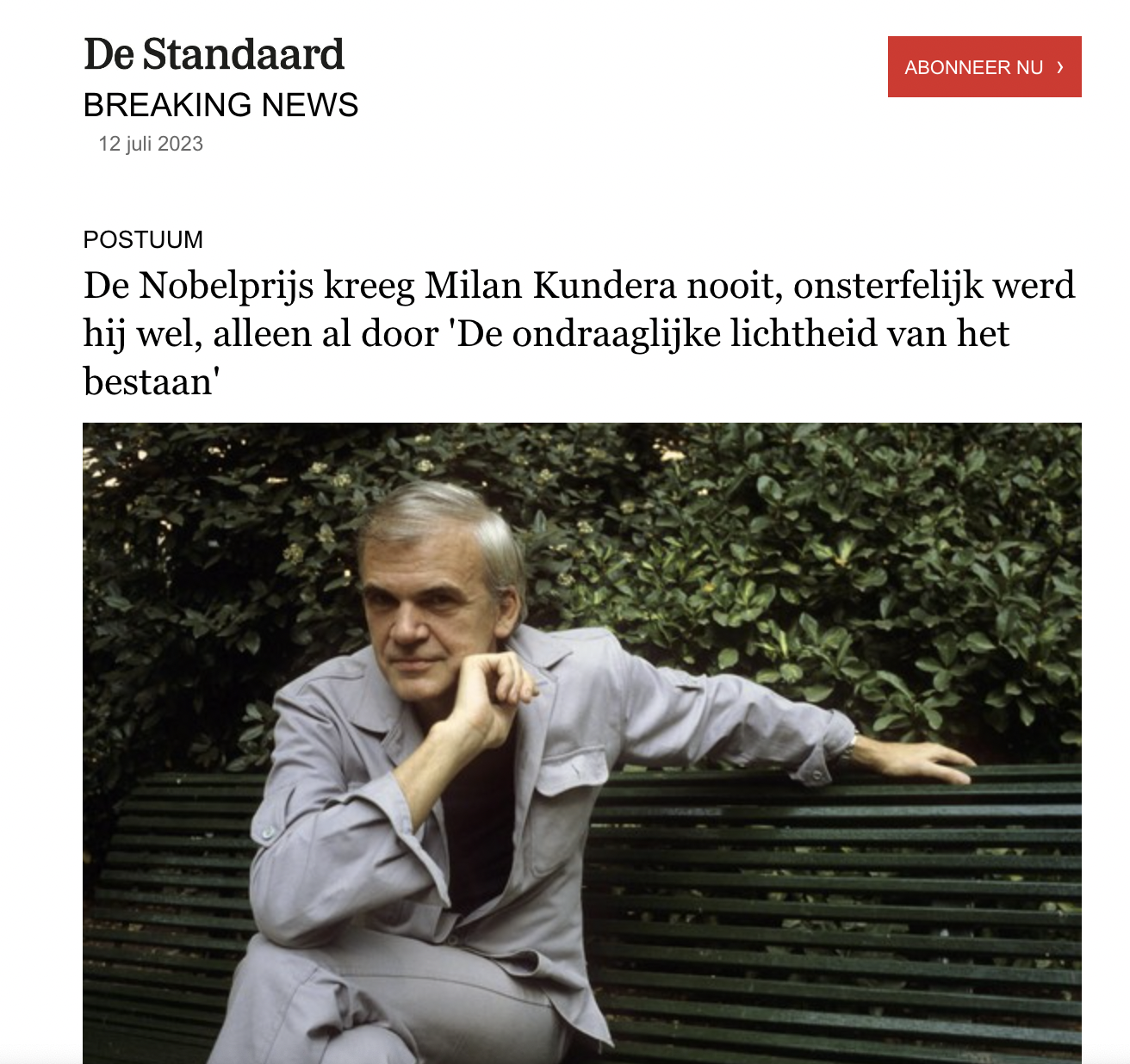 IM Milan Kundera #uitwuiven @destandaard